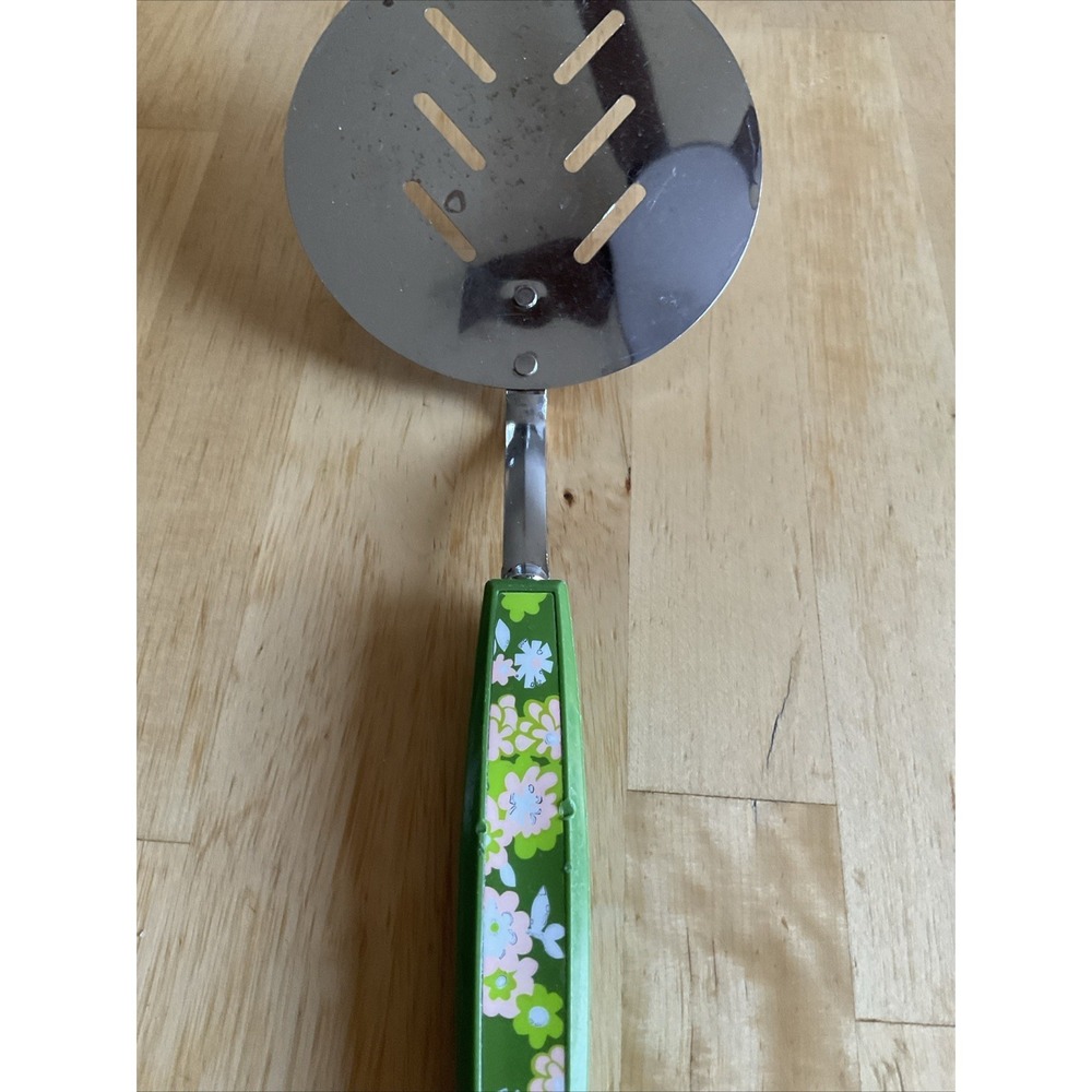 Vintage Spatula Pink Flowers Green Handle - Picture 3 of 7